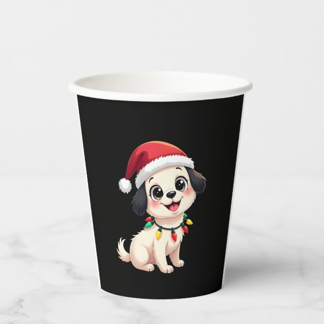 Gobelets En Papier Shih Tzu Santa Christmas Tree Lights Xmas Dog Love (Recto)