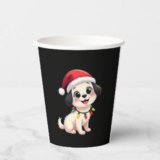 Gobelets En Papier Shih Tzu Santa Christmas Tree Lights Xmas Dog Love