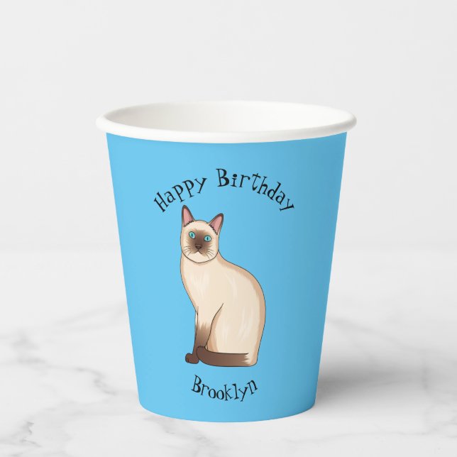 Gobelets En Papier Siamese cat cartoon (Recto)