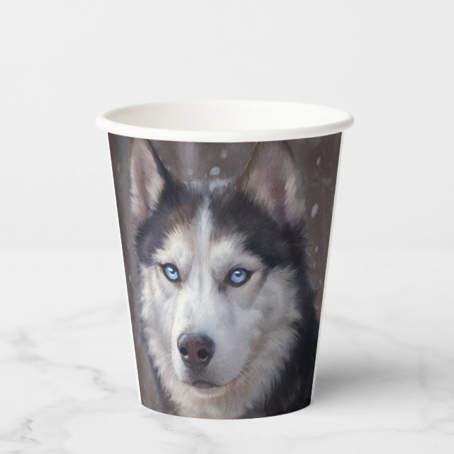 Gobelets En Papier Sibérien Husky (Recto)