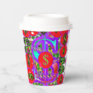 Gobelets En Papier Signes en dollars rouges