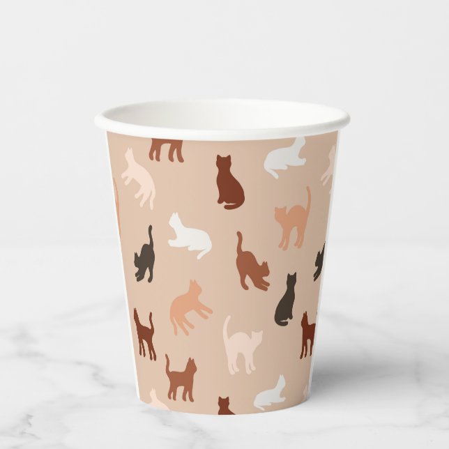 Gobelets En Papier Silhouette de chat (Recto)