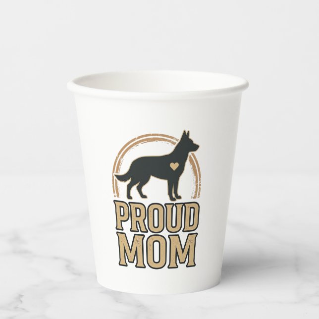 Gobelets En Papier Silhouette de chien de mère fière Design vectoriel (Recto)