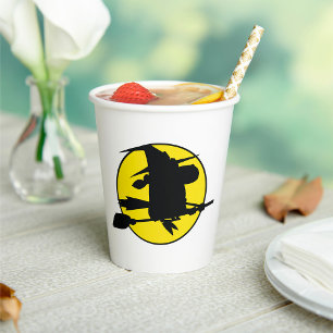 Gobelets En Papier Silhouette de sorcière d'Halloween