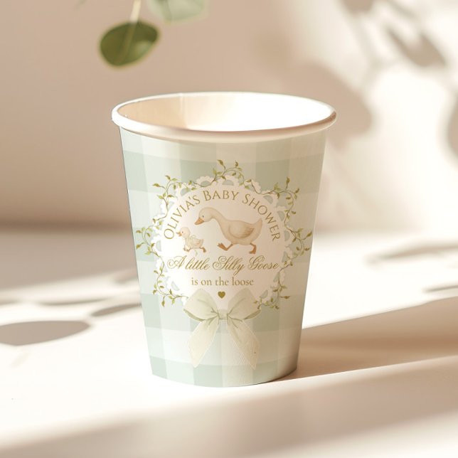 Gobelets En Papier Silly Goose Gender neutral Sage Baby Shower (Créateur téléchargé)
