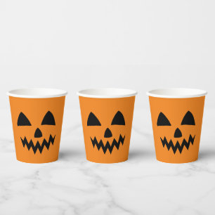 Gobelets En Papier Simple Citrouille d'Halloween face fantôme flippan