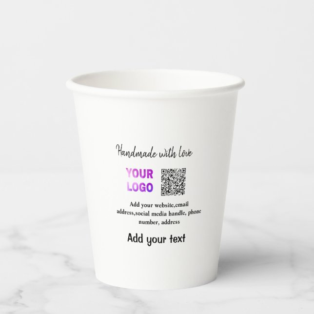 Gobelets En Papier Simple code QR minimal ajouter un logo nom de code (Recto)