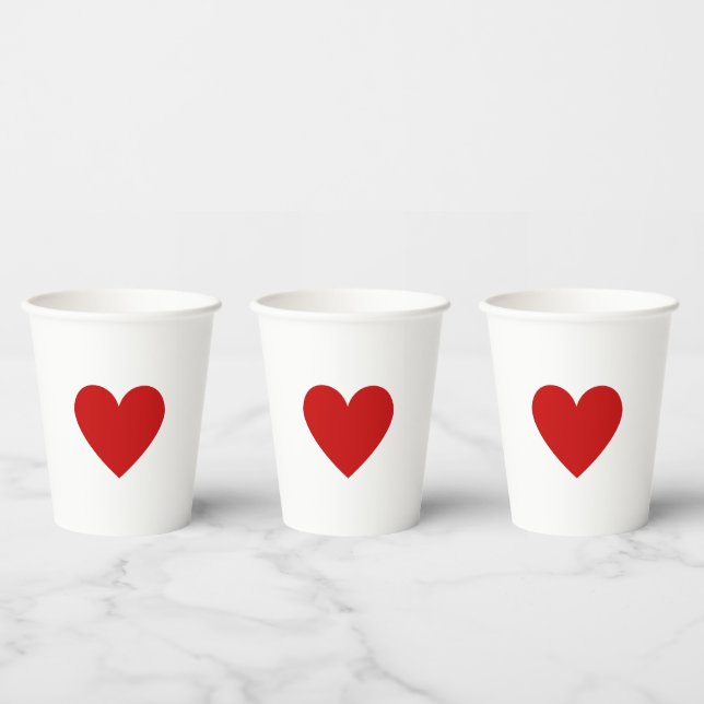 Gobelets En Papier Simple cœur rouge de la Saint-Valentin (Multi)
