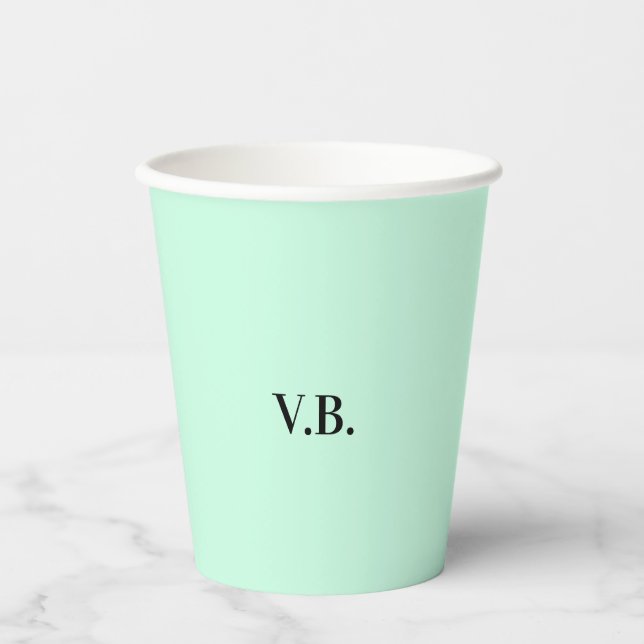 Gobelets En Papier Simple couleur unie ajouter nom texte monogramme (Recto)