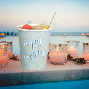Gobelets En Papier Simple élégant Joyeux Anniversaire