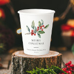 Gobelets En Papier Simple élégante aquarelle de Noël Botanique<br><div class="desc">Simple Elegant Christmas Watercolor Botanical Classic tasses en papier présente une belle aquarelle illustrant la verdure saisonnière et les baies sèches,  avec un style élégant.</div>