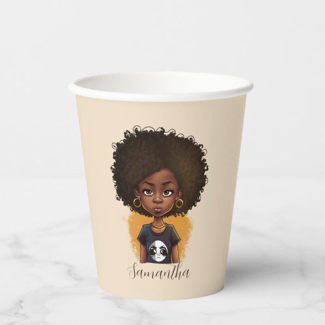 Gobelets En Papier Simple femme afro (Recto)