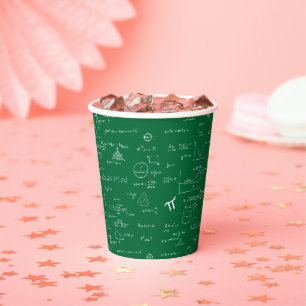 Gobelets En Papier Simple Green White Math Pattern