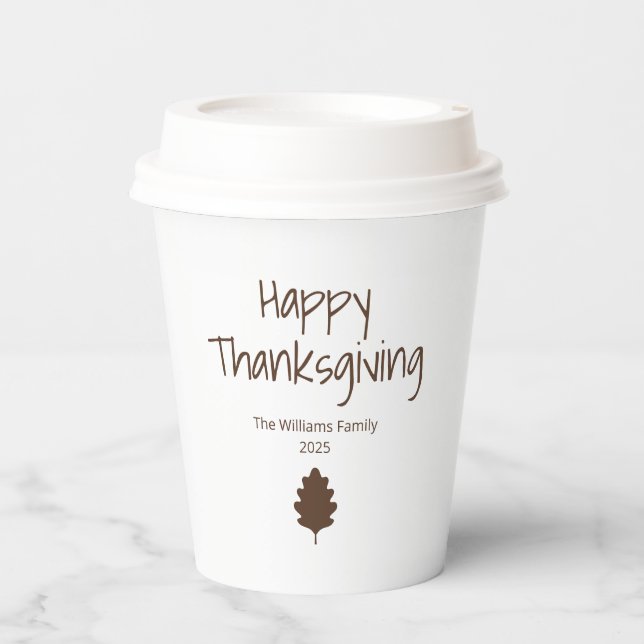 Gobelets En Papier Simple Leaf Modern Family Thanksgiving Dinner (Recto)