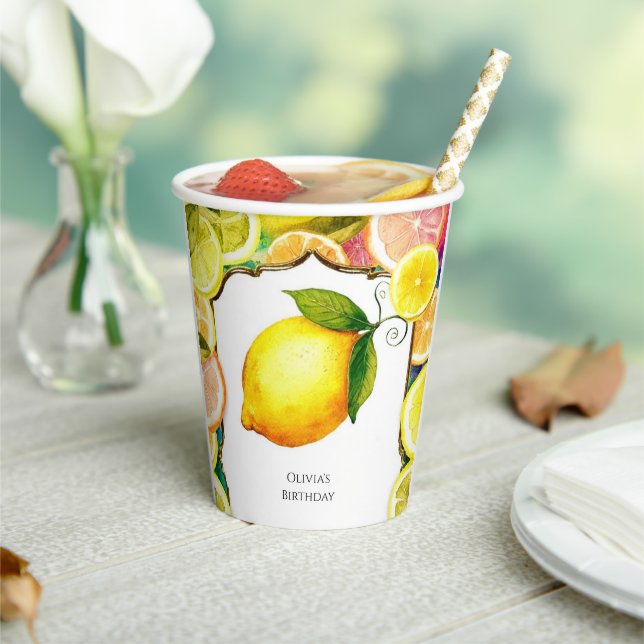 Gobelets En Papier Simple mignon citron anniversaire (Insitu)