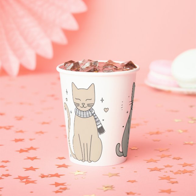 Gobelets En Papier Simple mignonne chatte chatte animal meow pet Vale (Insitu)