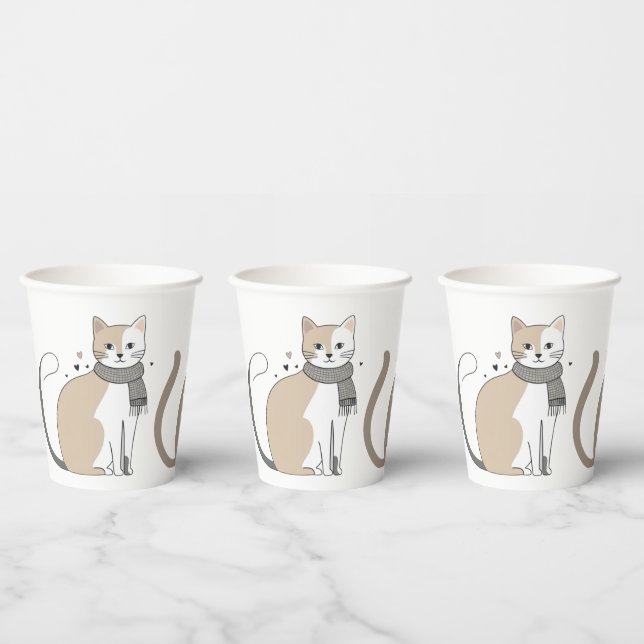 Gobelets En Papier Simple mignonne chatte chatte animal meow pet Vale (Multi)