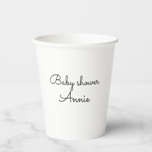Gobelets En Papier simple minimal ajoutez votre nom texte baby shower