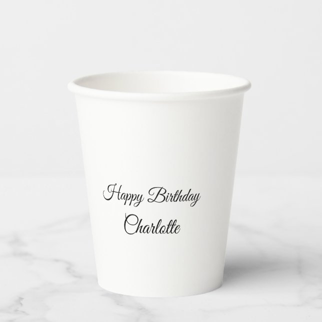 Gobelets En Papier SIMPLE MINIMAL.CUTIE AJOUTER NOM BÉBÉ joyeux anniv (Recto)