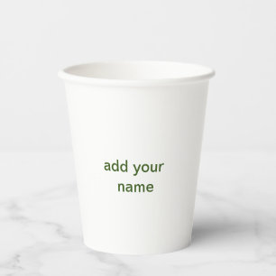 Gobelets En Papier Simple minimal vert ajoutez votre texte nom photo