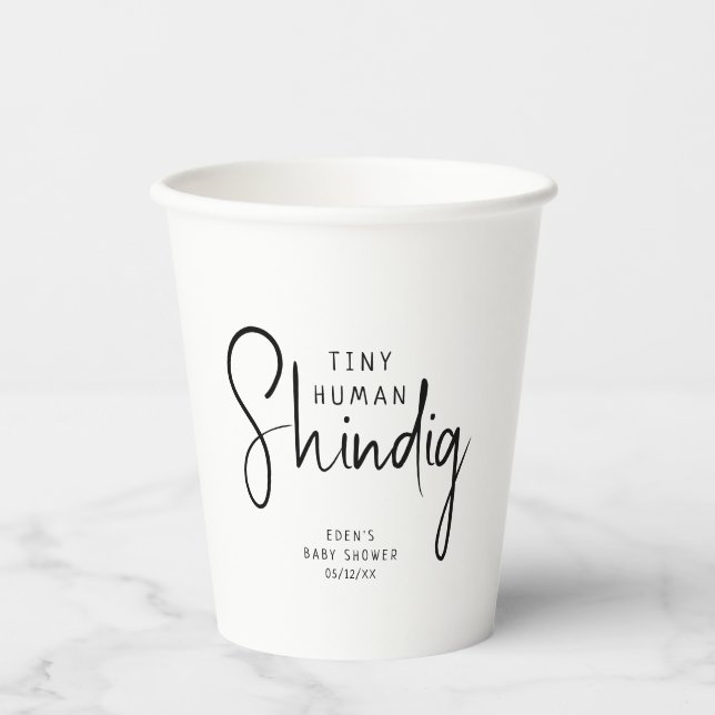 Gobelets En Papier Simple Moderne Neutral Minuscule Humain Shindig (Recto)