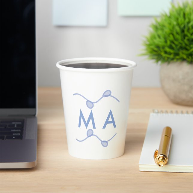 Gobelets En Papier Simple monogramme ajoutez votre lettre de nom feui (Insitu)