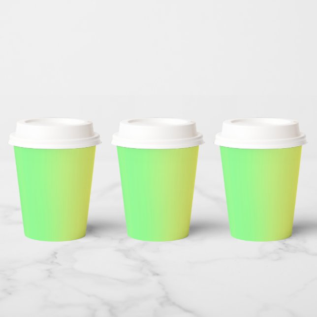 Gobelets En Papier Simple Sunset Ombre Effet vert jaune (Multi)