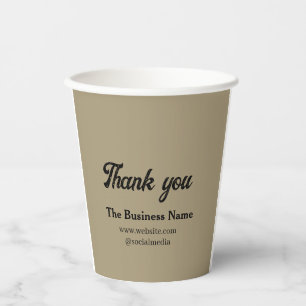 Gobelets En Papier Simple texte de remerciement avec les détails du n