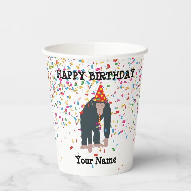 Gobelets En Papier Singe Chimpanzé Fête Animaux Fête Fête (Gauche)