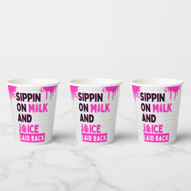 Gobelets En Papier Sippin’ sur le lait et le jus Hip hop rose (Multi)