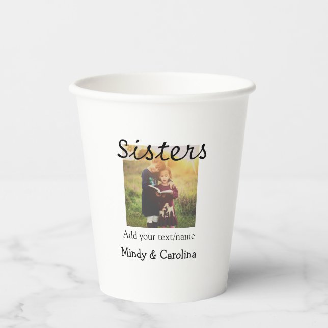 Gobelets En Papier Sisters besties BFF ajouter nom de la photo nom fa (Recto)