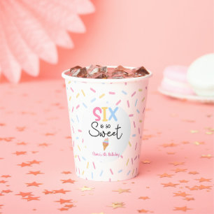 Gobelets En Papier Six Is So Sweet Ice Cream 6e fête d'anniversaire