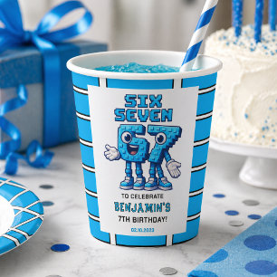Gobelets En Papier Six Seven Meme 7e Anniversaire Drôle Tendance