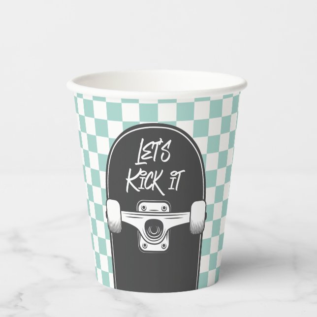 Gobelets En Papier Skateboard Let's Kick It Anniversaire (Recto)