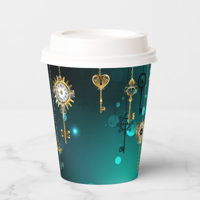 Gobelets En Papier Skeleton Keys on Green Background (Recto)