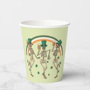 Gobelets En Papier Skeletons dansants avec bière et Shamrock