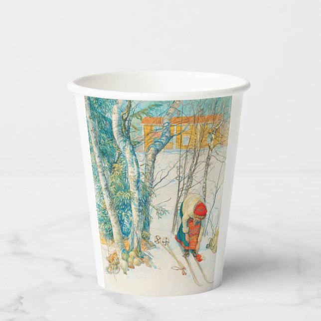 Gobelets En Papier Ski d'hiver par Carl Larsson (Recto)