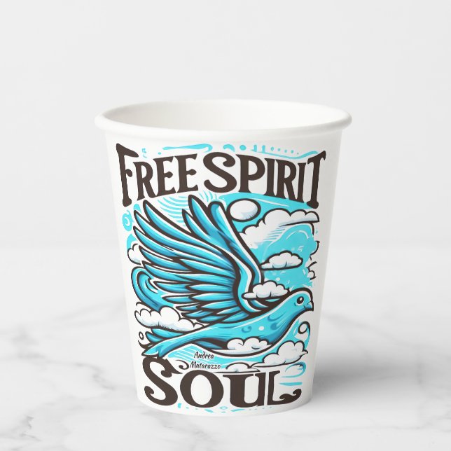 Gobelets En Papier Sky Bird avec l'esprit et l'âme libres (Recto)