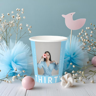 Gobelets En Papier Sky Blue 30th Birthday Drink Cups - Personnalisé