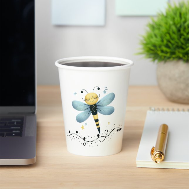 Gobelets En Papier Sleepy Whimsical Dragonfly Paper Cup (Insitu)