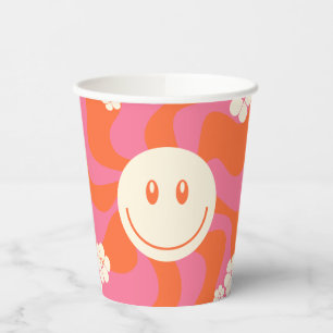 Gobelets En Papier Smile - rose, orange et crème