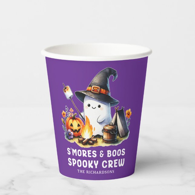 Gobelets En Papier Smores Boos Crew Ghost Camping Halloween violet (Recto)