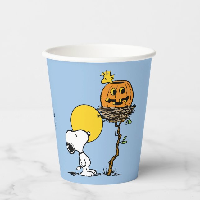 Gobelets En Papier Snoopy & Bois Nid Avec Jack O'Lantern (Recto)