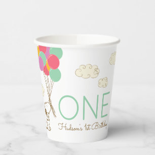 Gobelets En Papier Snoopy et ballons 1er anniversaire