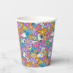 Gobelets En Papier Snoopy & Motif de fleurs de bois