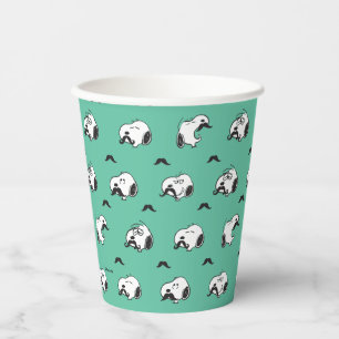 Gobelets En Papier Snoopy Moustaches et Motif Turquoise