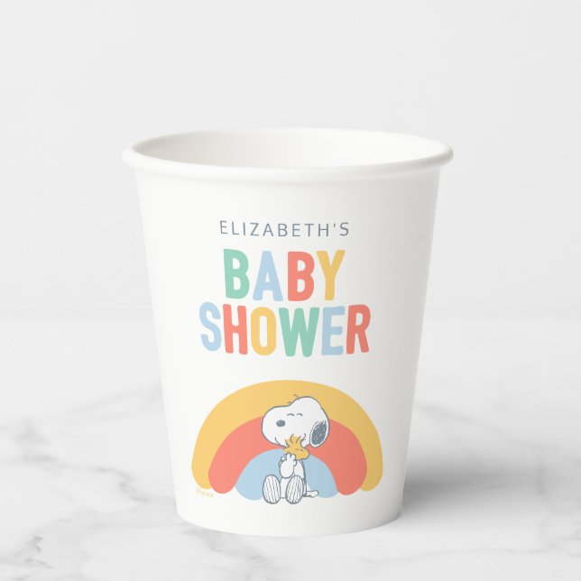 Gobelets En Papier Snoopy & Woodstock Rainbow Baby Shower Paper Cups (Recto)