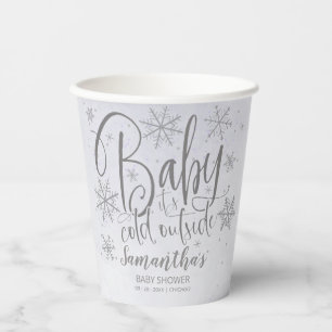 Gobelets En Papier Snowflakes Baby Il fait froid dehors Baby shower g