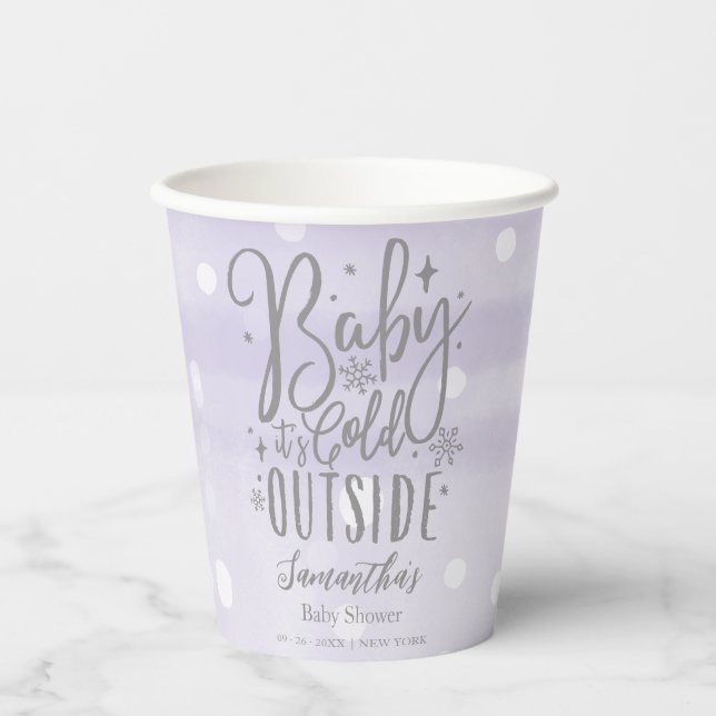 Gobelets En Papier Snowflakes Baby It's Cold Outside Baby shower (Recto)
