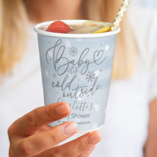 Gobelets En Papier Snowflakes Baby It's Cold Outside Boy Baby shower